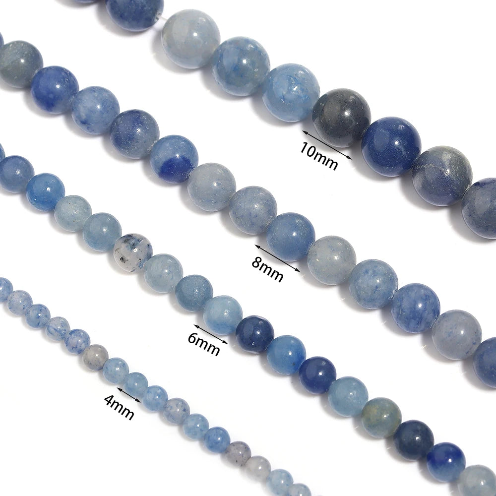 Natural Blue Aventurine Matte Stone Beads 4–12mm | DIY Jewelry Stone Spacer Beads PLUSH