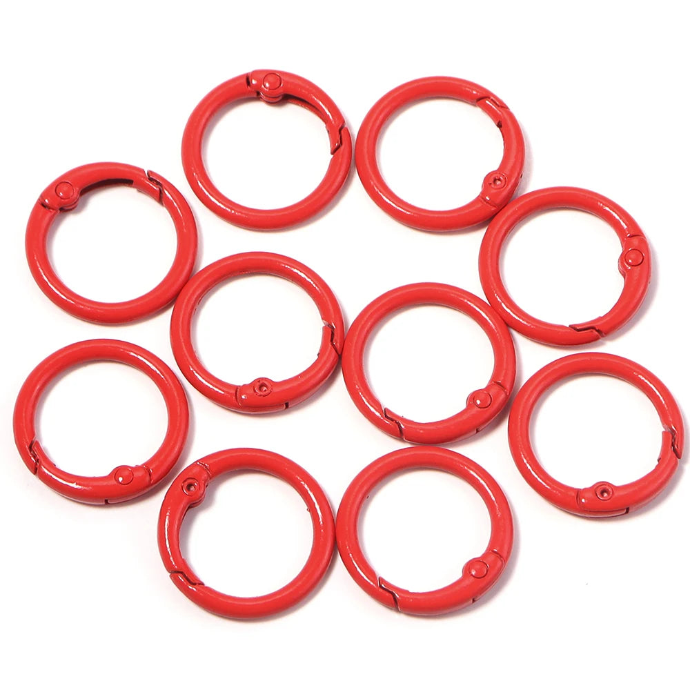 20pcs Color Painted Metal Spring O Rings – DIY Keychain Clasps Jewelry Clasps & Findings PLUSH red