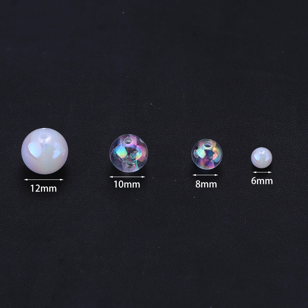 AB Color Round Acrylic Spacer Beads 6–12mm | DIY Jewelry Making Acrylic Spacer Beads PLUSH