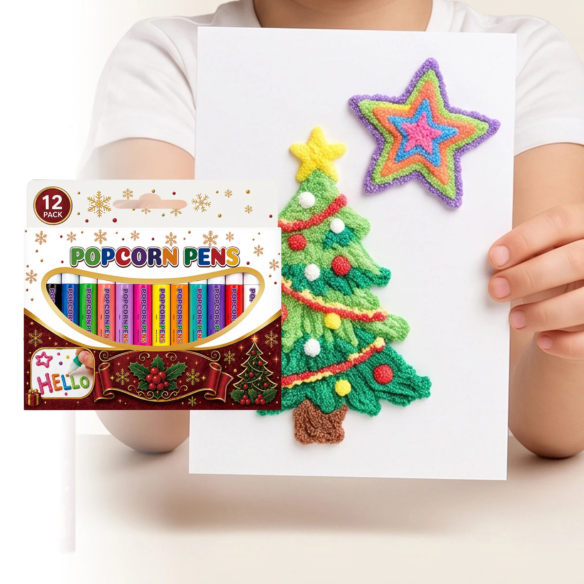 3D Magic Popcorn Pen Set – 12 Color Puff Foam Markers for Kids Kids Craft Marker Set PLUSH