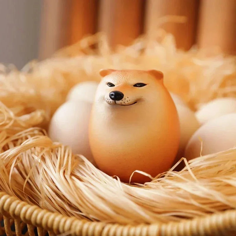 Shiba Inu Egg Figurine – Realistic Dog Statue Desktop Decor Dog Figurine Decor PLUSH