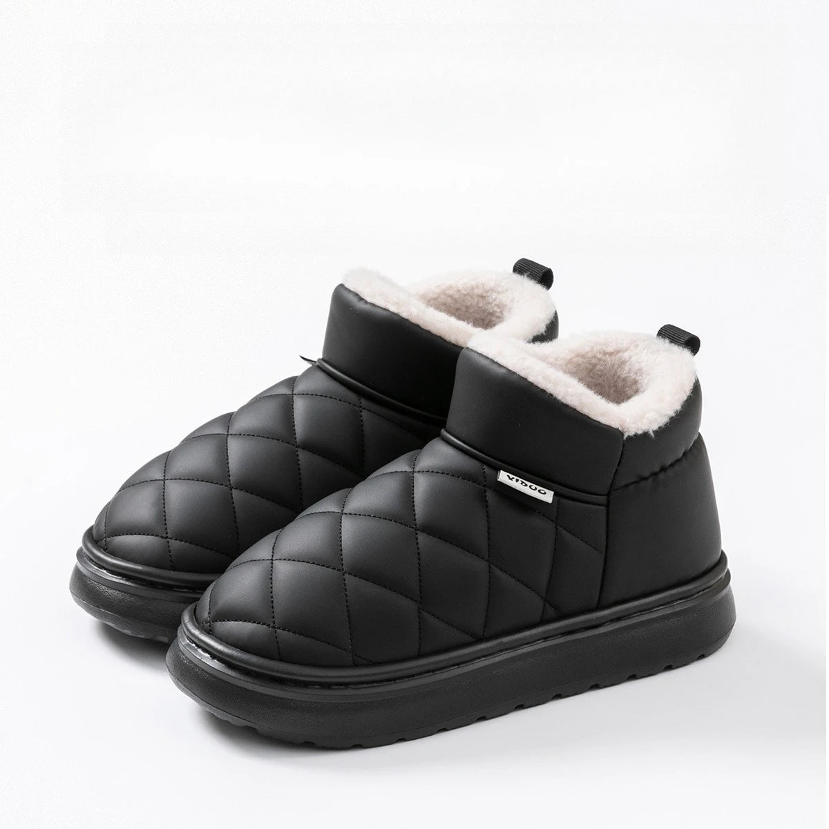 Women's Waterproof Fur-Lined Snow Boots – Slip-On Platform Women's Snow Boots PLUSH 36-37 Black