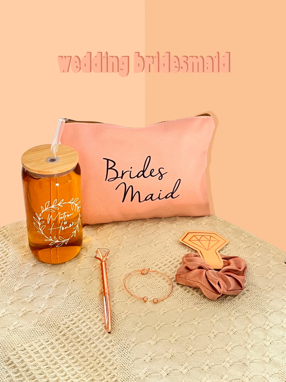 Bridesmaid Proposal Gift Set – 16oz Glass Cup & Makeup Bag Bridesmaid Gift Set PLUSH