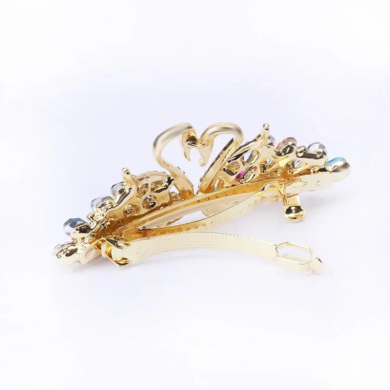 Swan Rhinestone Hair Clips – Colorful Barrettes for Women Rhinestone Hair Clip PLUSH