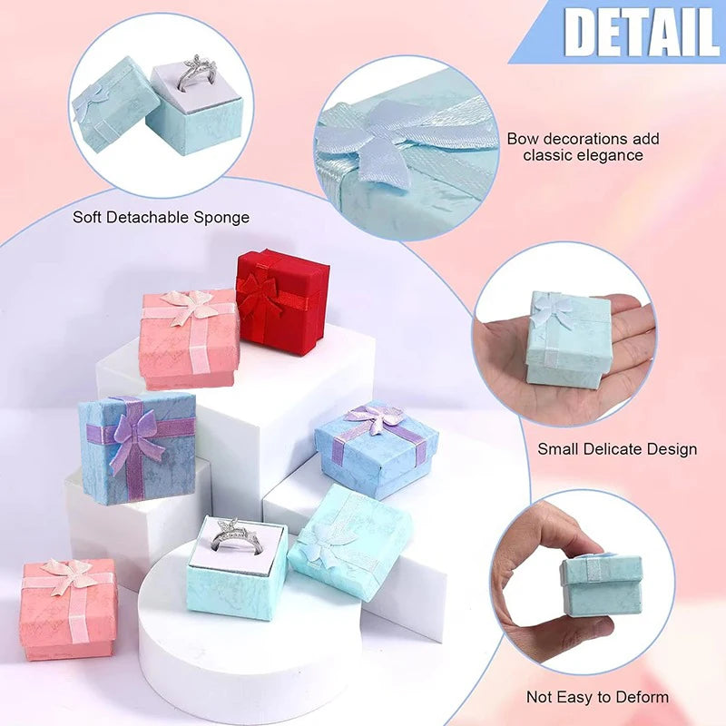 Multicolor Jewelry Gift Boxes with Bowknot 12/24 Pack Jewelry Gift Box PLUSH
