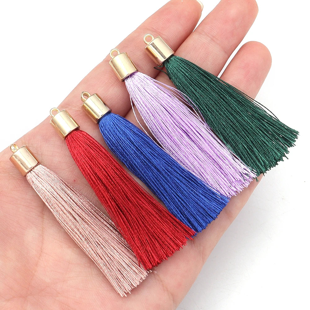 20pcs Colorful Silky Tassel Charms 6cm – DIY Jewelry Making Tassel Charms PLUSH