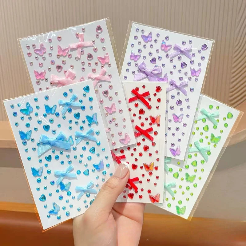 Colorful Rhinestone Stickers – Bow Heart Star Face & Craft Rhinestone Face Stickers PLUSH