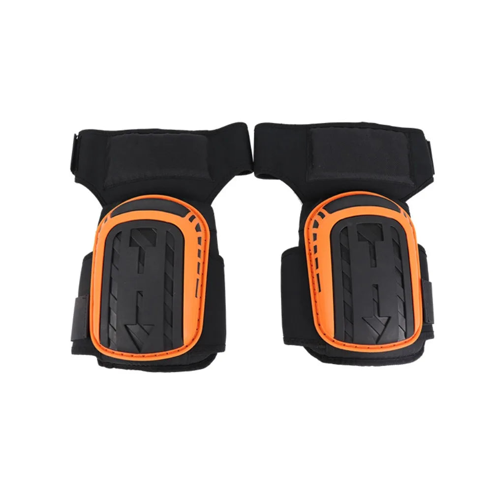 Professional Gel Knee Pads EVA Foam Adjustable Straps – 1 Pair Gel Knee Pads PLUSH Black-Orange