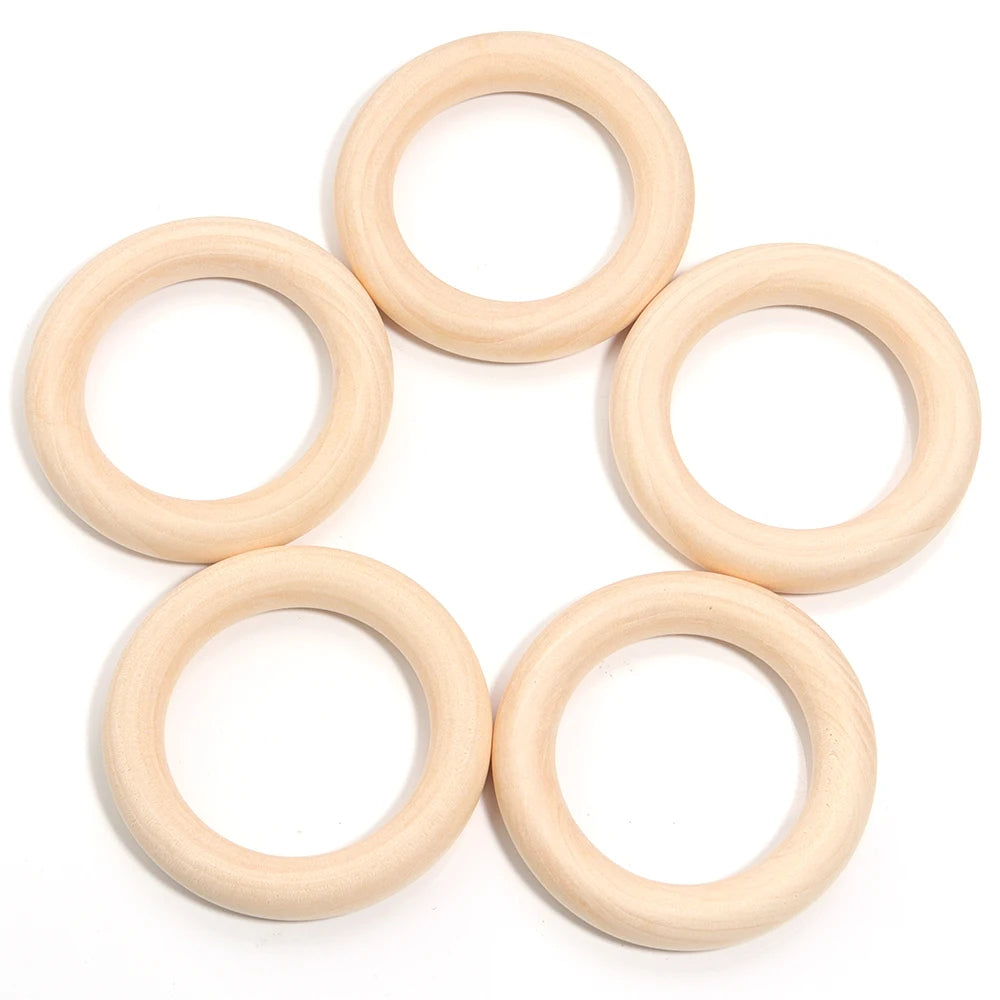 Natural Round Wooden Rings & Hoops for DIY Jewelry Making Wood Jewelry Hoops PLUSH 70mm x 5pcs