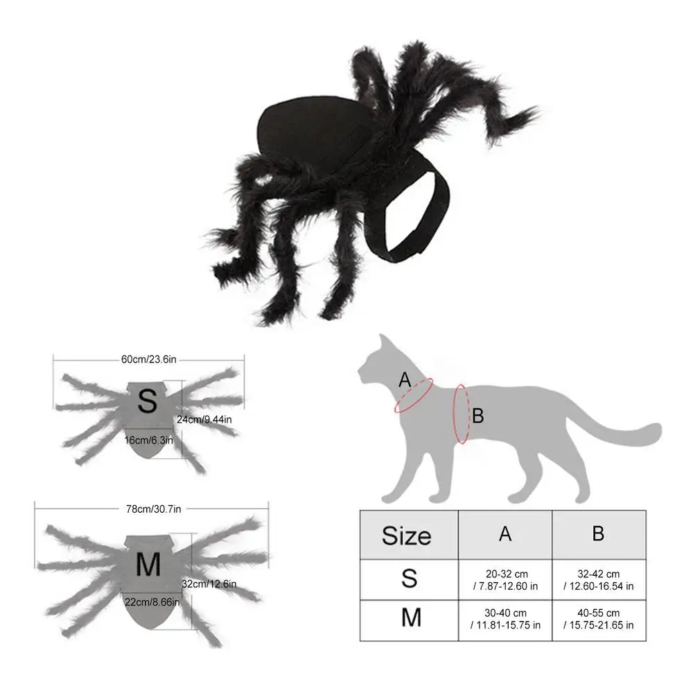 Halloween Spider Costume for Cats & Small Dogs | S & M Sizes Pet Halloween Costume PLUSH Black M
