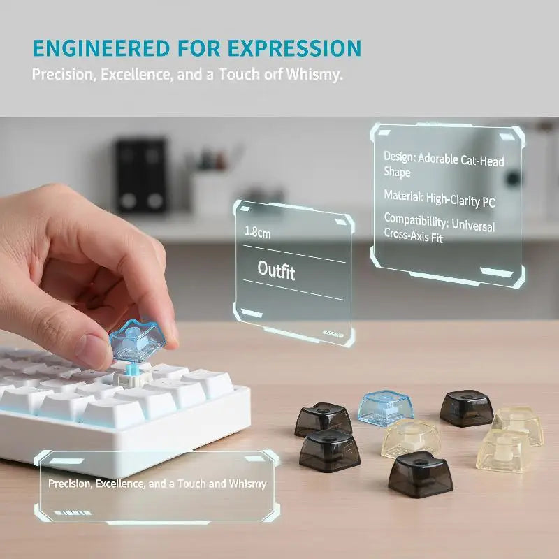Cat Shaped Transparent Keycaps 10/20pcs – PC DIY Keyboard Mechanical Keycaps PLUSH