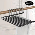 10pcs Z-Shape Metal Pants Hangers | Space-Saving Closet Organizer Pants Hanger Set PLUSH Black