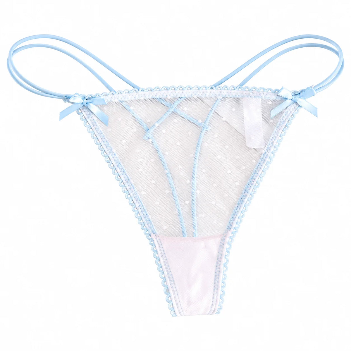 Women's Low Waist Mesh Lace Bow Thong Panties Briefs Women's Thong Panties PLUSH