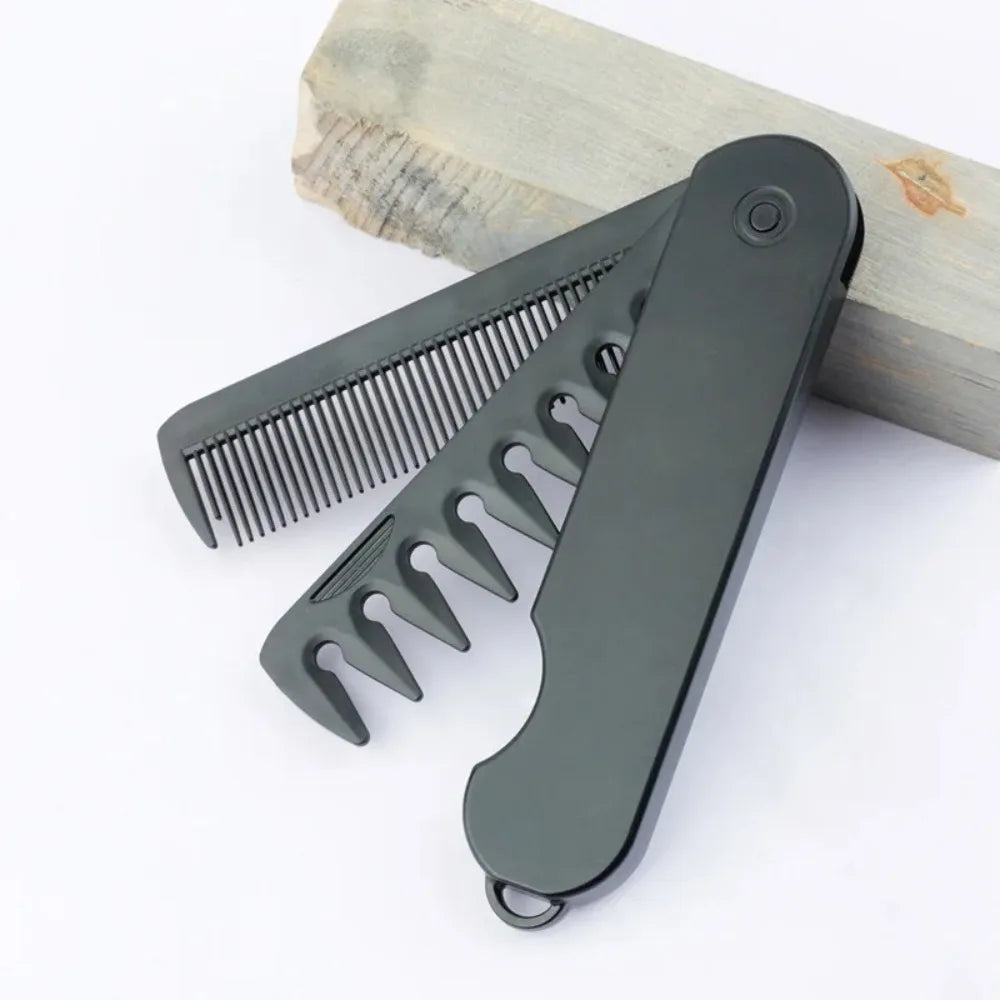 3-in-1 Folding Pocket Comb – Wide Tooth Beard Barber Comb Hair Styling Comb PLUSH