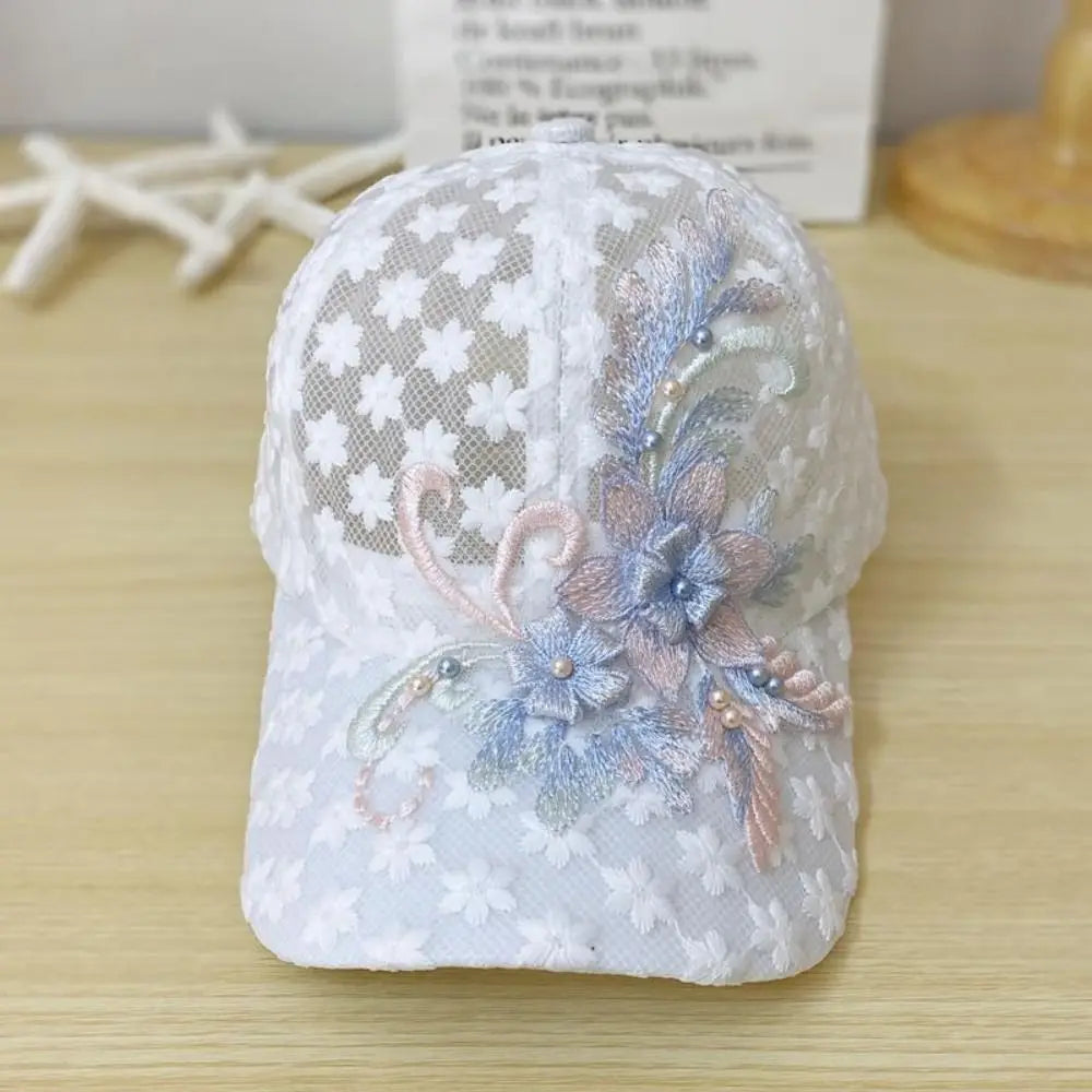 Women's Breathable Floral Lace Baseball Cap – Quick-Dry Hat Women's Baseball Cap PLUSH