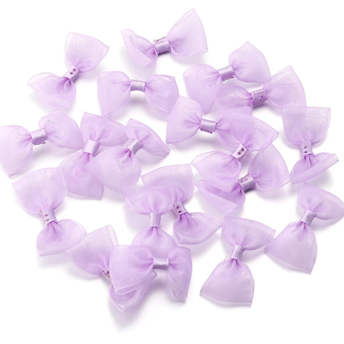20pcs Organza Sheer Mesh Bows – Hair Clips & DIY Crafts Craft Bow Embellishments PLUSH Purple