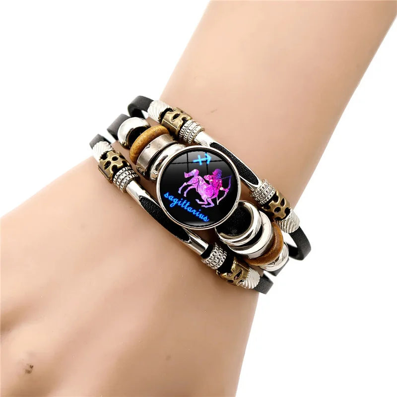Luminous Constellation Leather Bracelet – Unisex Multilayer Charm Bracelet PLUSH