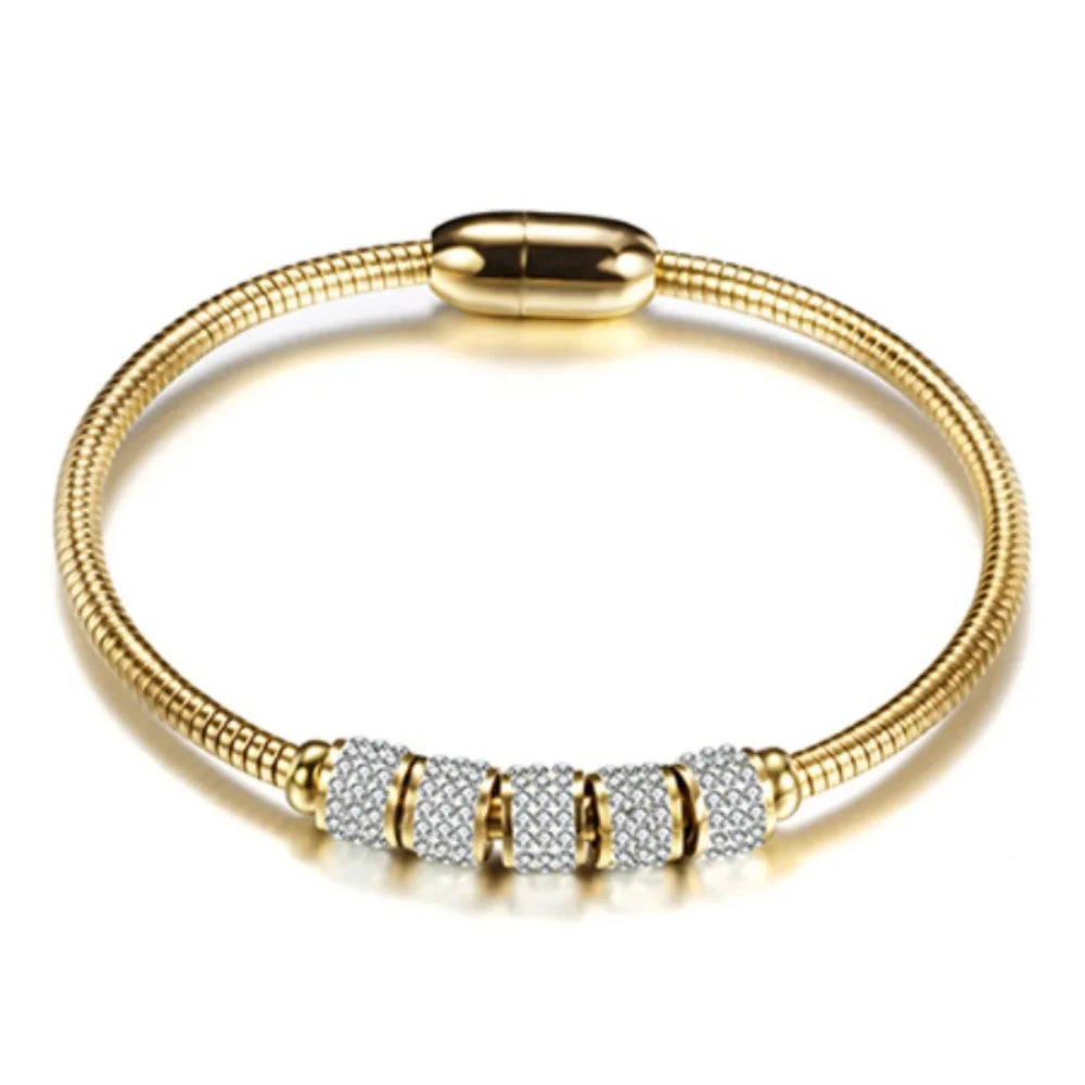 Magnetic Clasp Snake Bone Bracelet – Gold & Silver Stainless Steel Stainless Steel Bracelet PLUSH Gold