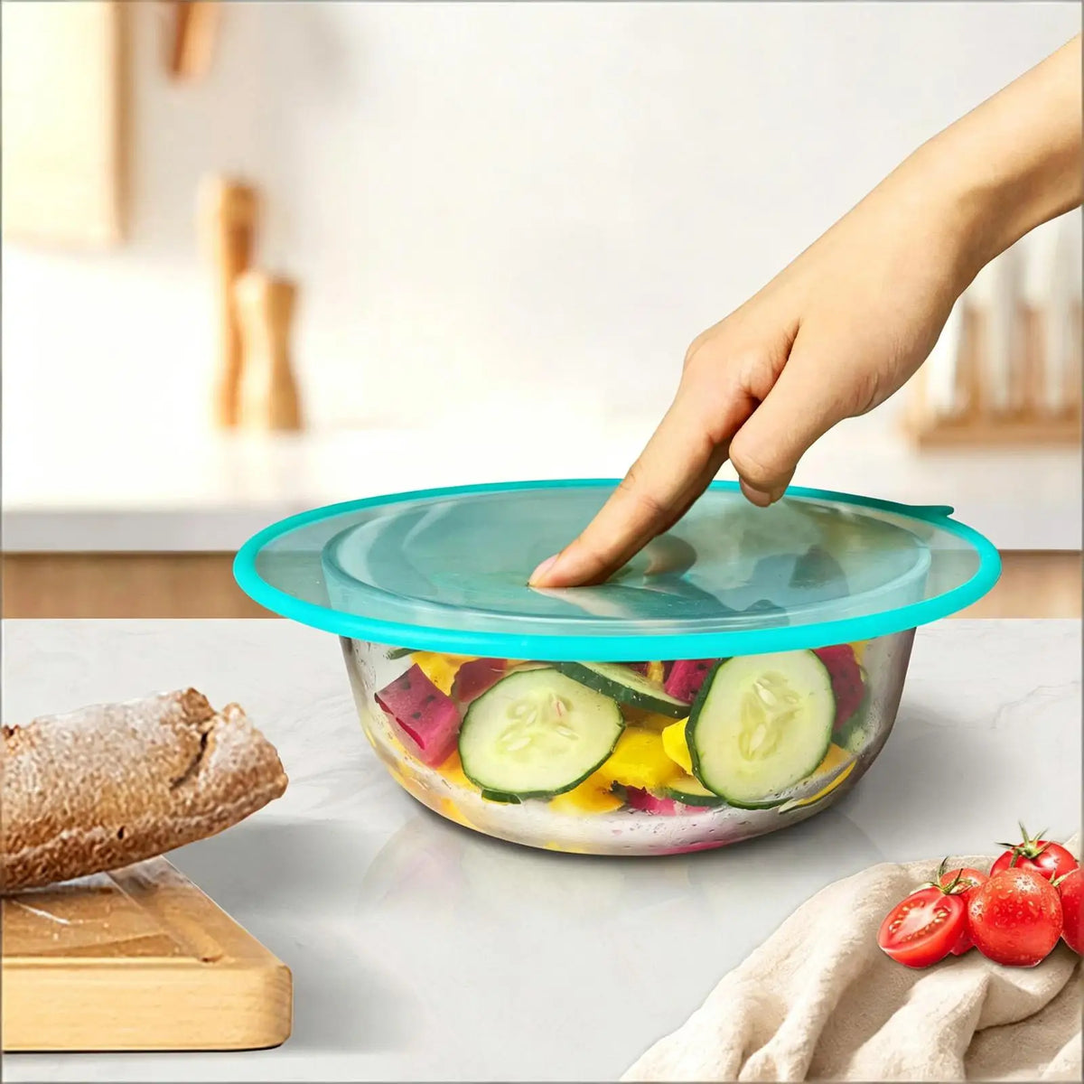 4-Pack Silicone Stretch Lids – Airtight Reusable Food Covers Silicone Food Lids PLUSH