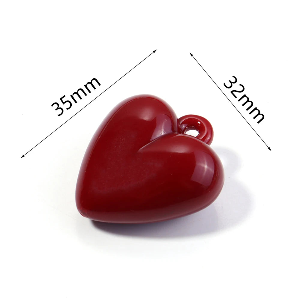 5pcs Colorful Acrylic Heart Charms Pendants 32x35mm DIY Jewelry Jewelry Charms PLUSH