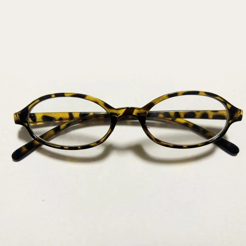 Y2K Blue Light Blocking Oval Glasses – Retro Unisex Eyewear Blue Light Glasses PLUSH Leopard Print