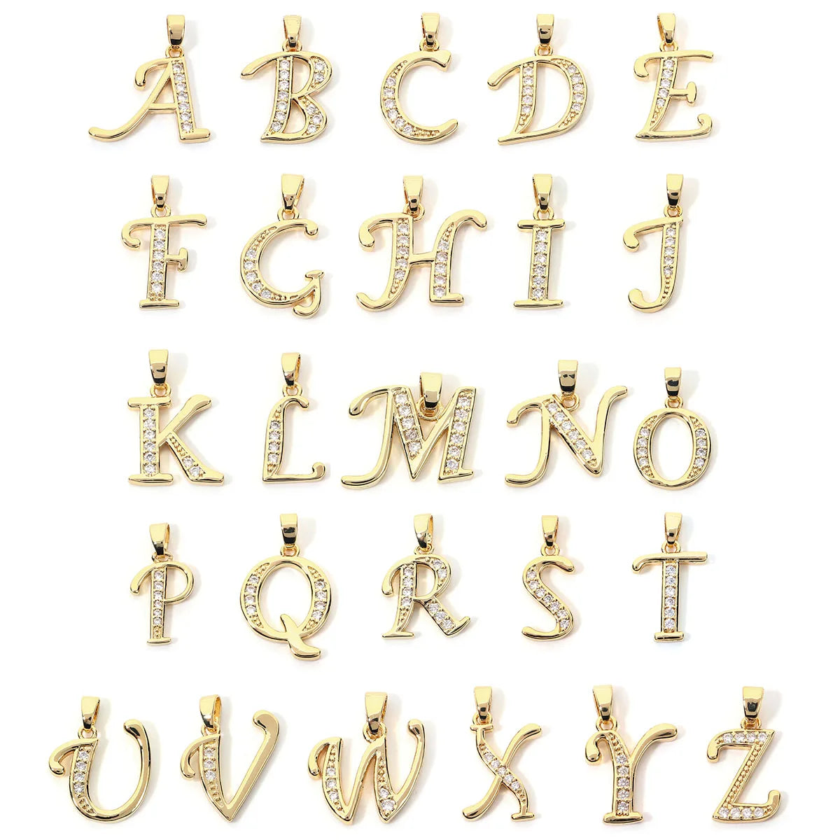 Metal A-Z Zircon Initial Letter Charm Pendant – DIY Jewelry Initial Letter Charm PLUSH