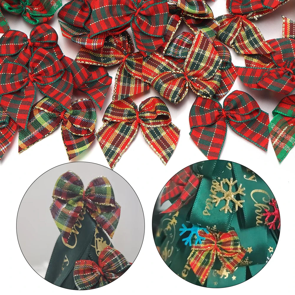 20pcs Christmas Plaid Bows – DIY Jewelry, Hair & Craft Decor Craft Bow Embellishments PLUSH