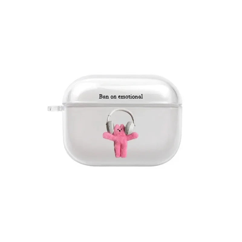 Cute Cat Clear AirPods Case Cover – All Models | Korean Ins Earphone Case Cover PLUSH