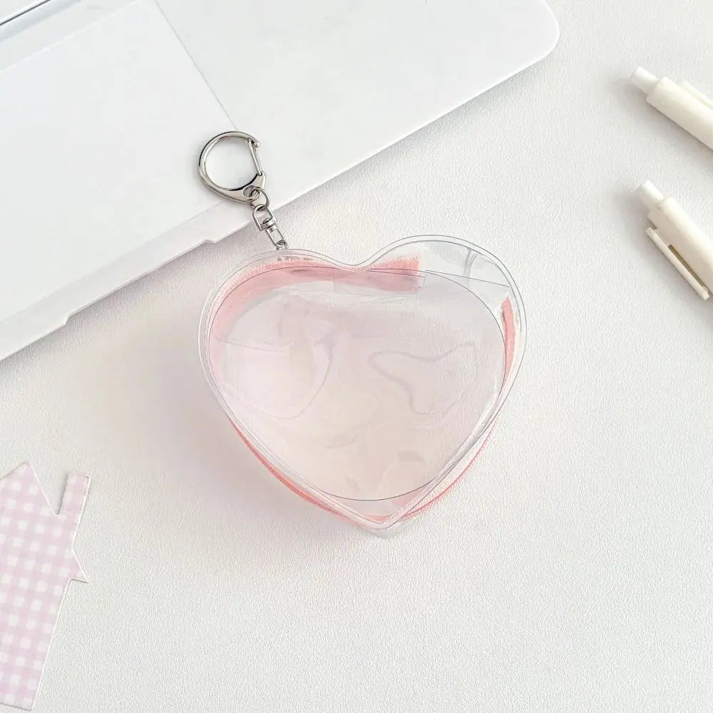 Transparent PVC Doll Storage Bag – Heart Zipper Display Case Doll Display Bag PLUSH