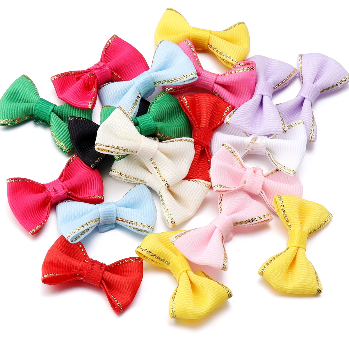 30pcs Satin Ribbon Bows 38x23mm – Colorful DIY Craft Decor Ribbon Bow Embellishments PLUSH Mixed