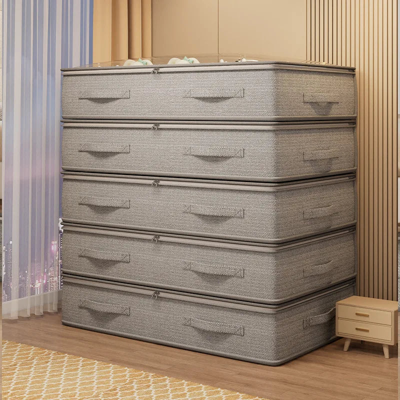 Under Bed Storage Box – Flat Drawer Quilt & Clothes Organizer Under Bed Organizer PLUSH