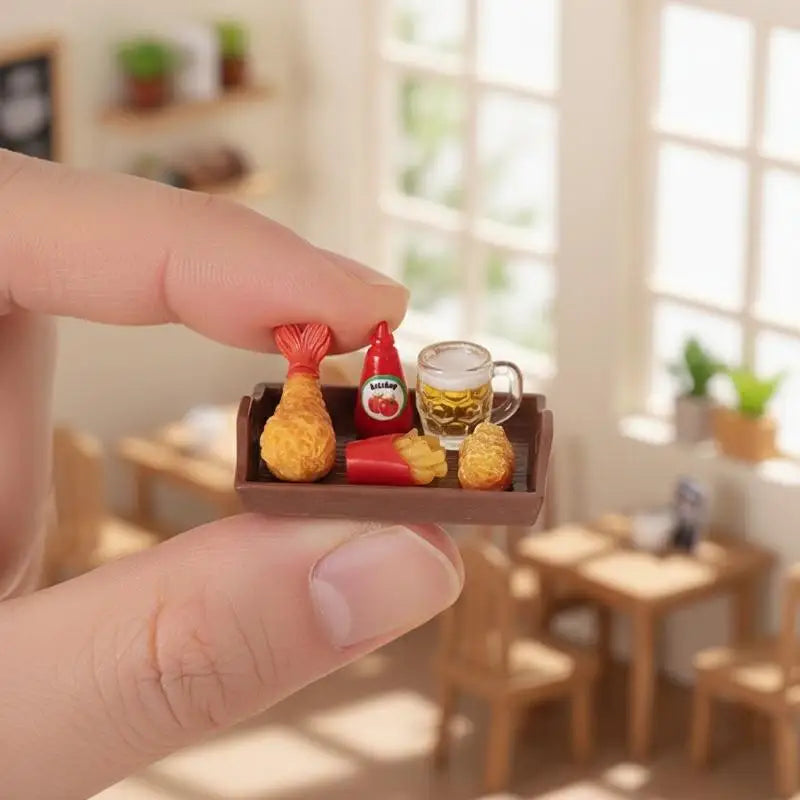 Miniature Fast Food Set 1:12 Scale Dollhouse Resin Props Dollhouse Accessory Set PLUSH