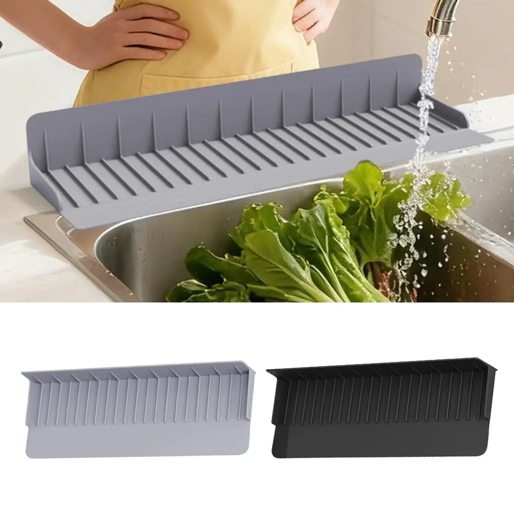 Silicone Kitchen Sink Splash Guard – Anti-Splash Mat Black Sink Splash Guard PLUSH