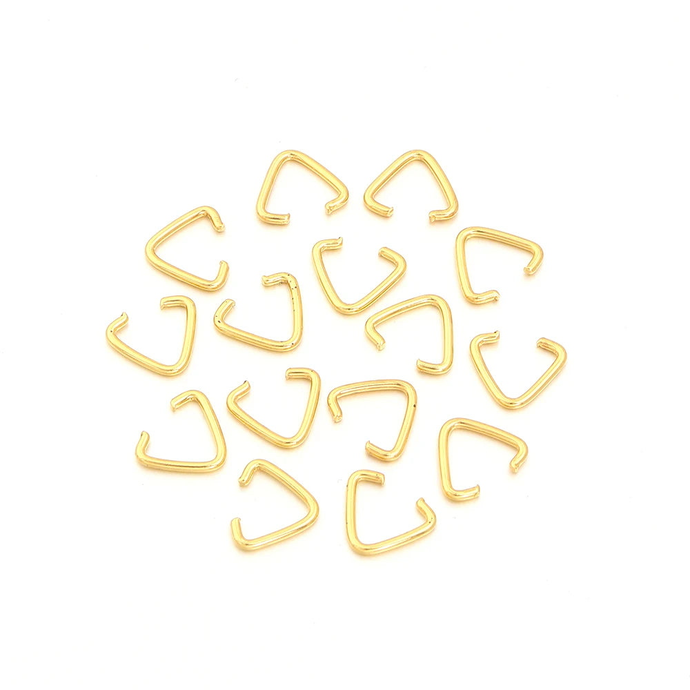 Triangle Jump Rings Gold Metal Split Rings – 50-100pcs DIY Jewelry Jump Rings PLUSH 10.5x11.5mm 100pcs