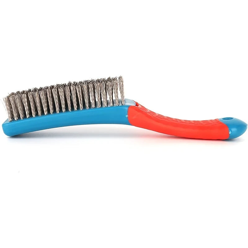 Heavy Duty Stainless Steel Wire Brush – Blue Plastic Handle Wire Hand Brush PLUSH