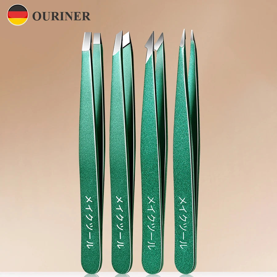 Ouriner 4/6Pcs Stainless Steel Eyebrow Tweezer Set – Colorful Eyebrow Tweezer Set PLUSH