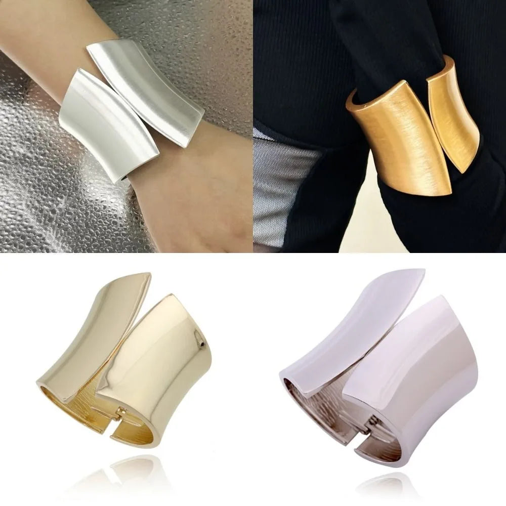 Chunky Wide Open Cuff Bangle – Goth Punk Metal Bracelet Cuff Bangle Bracelet PLUSH