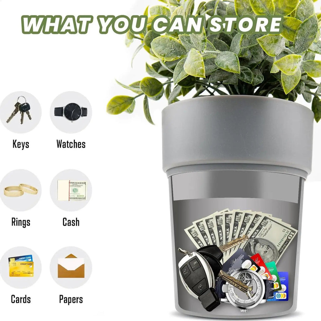 Flower Pot Diversion Safe – Hidden Lock Box for Keys & Money Diversion Safe Box PLUSH