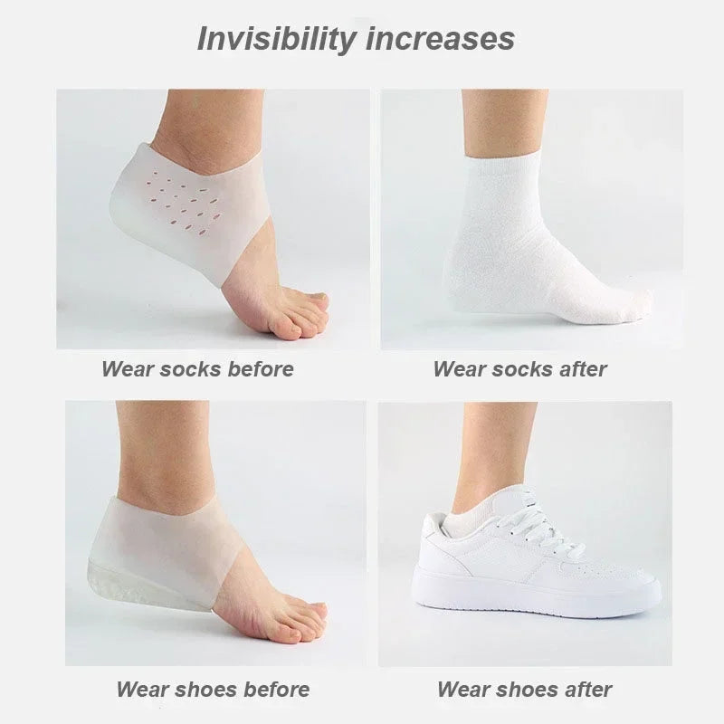 5CM Height Increase Silicone Gel Heel Pads & Arch Support Insoles Heel Lift Insoles PLUSH