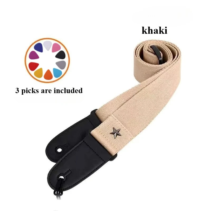 Embroidered Cross Guitar Strap – Electric, Bass & Ukulele Guitar Strap PLUSH Khaki