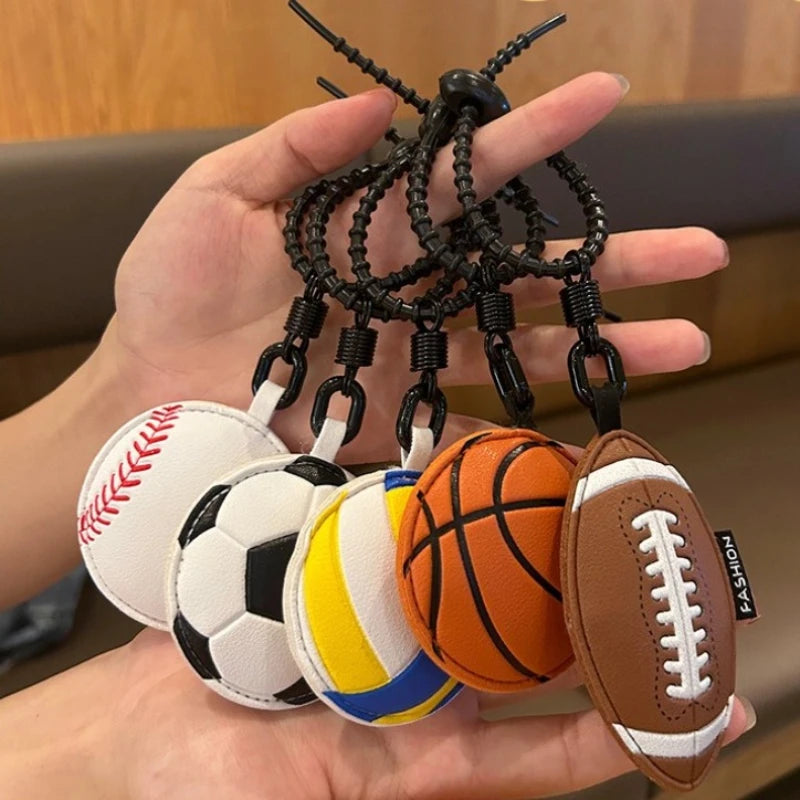 Sports Ball Leather Keychain – Football Basketball Baseball Charm Sports Leather Keychain PLUSH