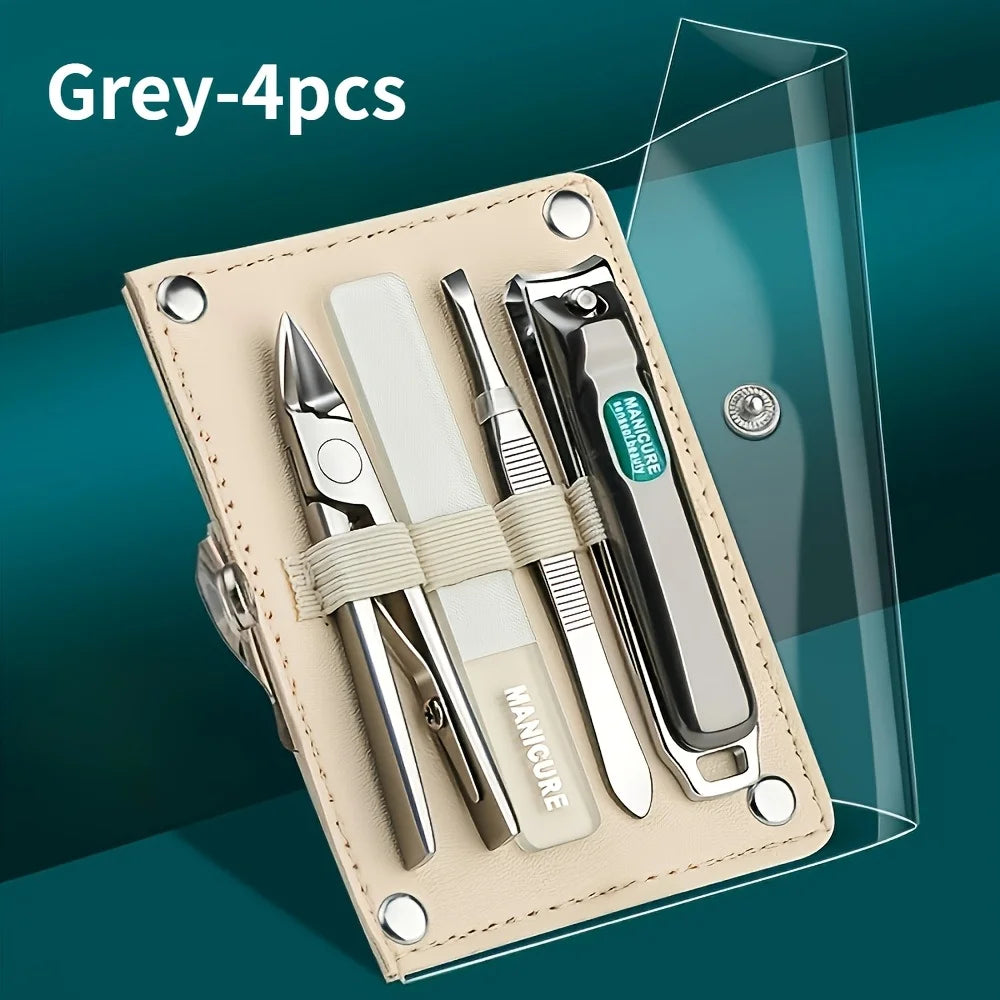 4-Piece Stainless Steel Manicure & Pedicure Kit | Ouriner Manicure Pedicure Kit PLUSH 4 Pcs Set