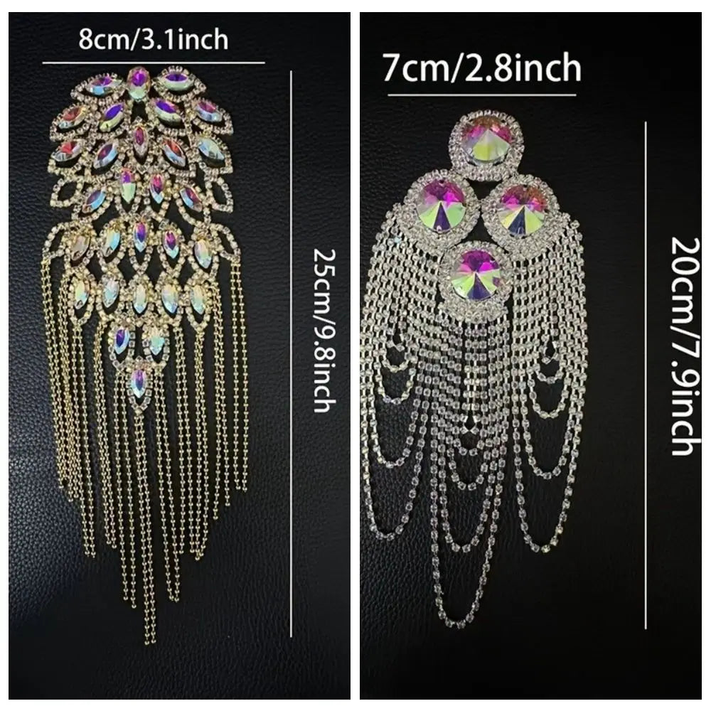 Vintage Peacock Tassel Epaulette Rhinestone Shoulder Brooch Shoulder Epaulette Brooch PLUSH