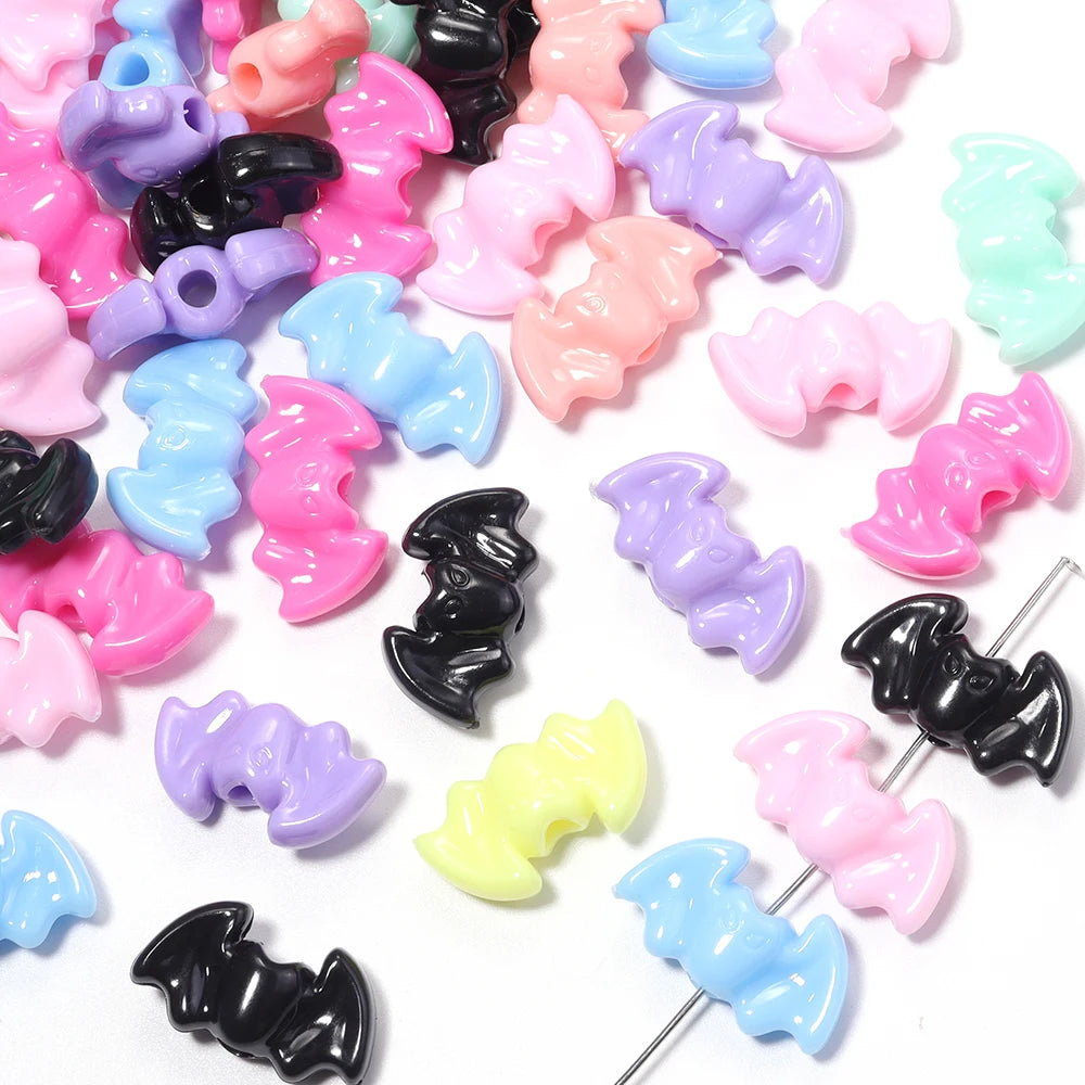 50pcs Bat Shape Plastic Spacer Beads – Halloween Jewelry Making Jewelry Making Beads PLUSH