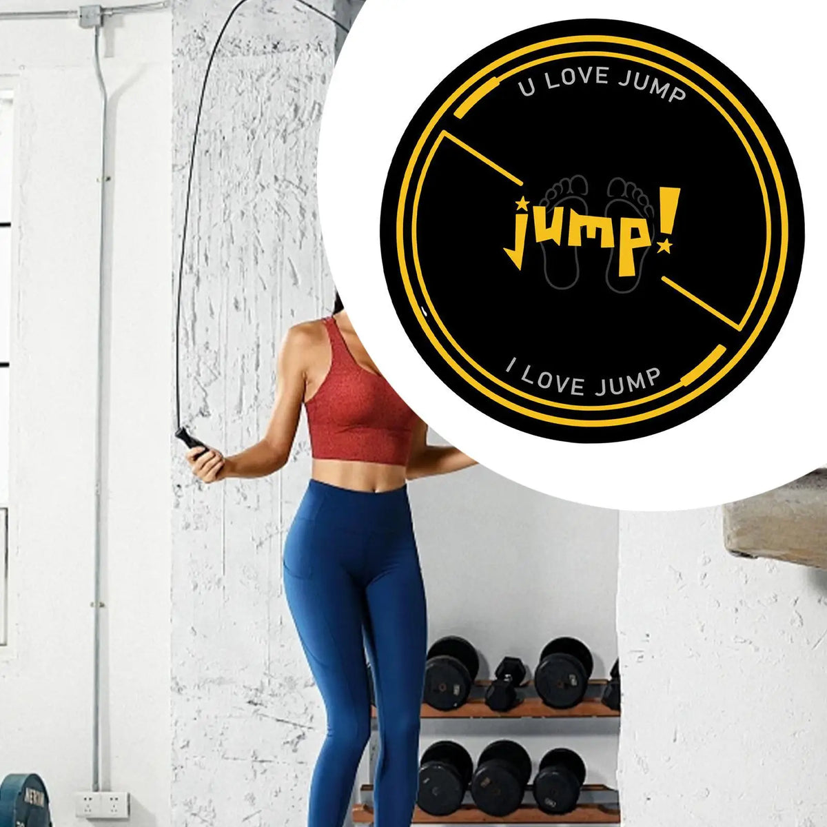 Round Jump Rope Mat – Non-Slip Soundproof PU Silicone 125cm Exercise Fitness Mat PLUSH