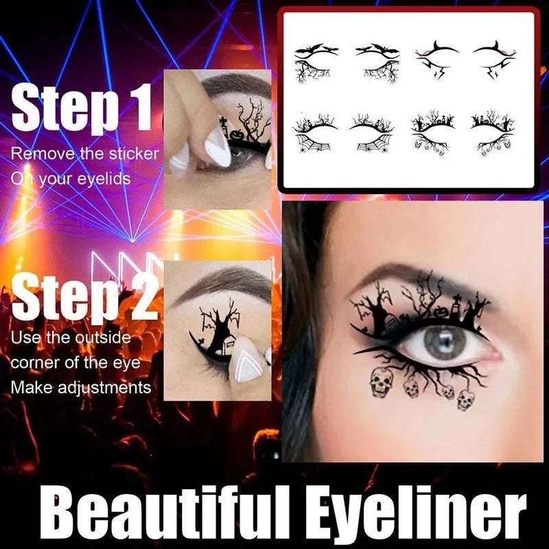 Halloween Eye Makeup Stickers – Bat & Spider Temporary Tattoos Eye Makeup Stickers PLUSH