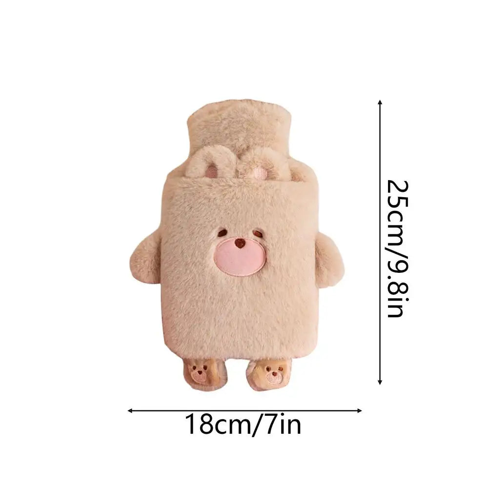 Fuzzy Plush Hot Water Bottle 1000ml – Neck, Back & Hand Warmer Hot Water Bottle PLUSH Light Grey