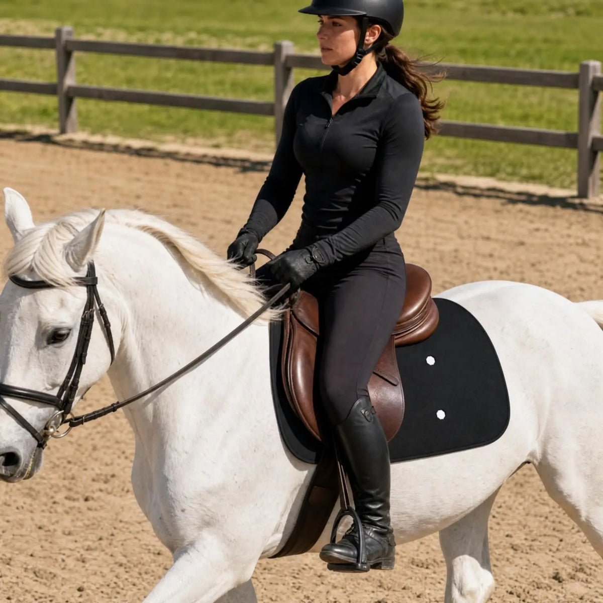 Felt Western Horse Saddle Pad – Black, Breathable Low Profile Horse Saddle Pad PLUSH