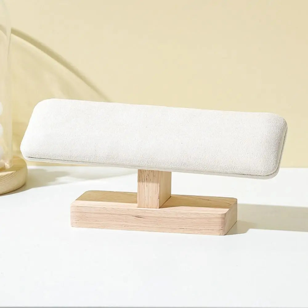 Velvet Wooden Bracelet Display Stand & Watch T-Bar Organizer Jewelry Display Stand PLUSH Beige Velvet