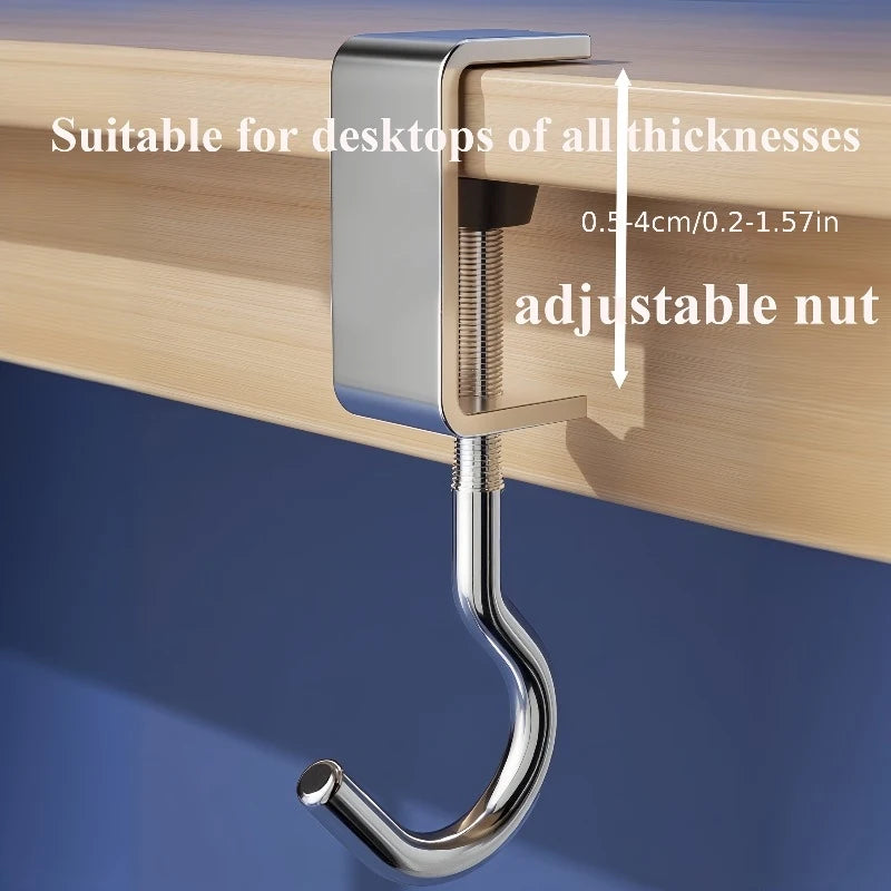 Snap-On Table Edge Hook – Adjustable Nail Free Bag Hanger Desk Bag Hook PLUSH